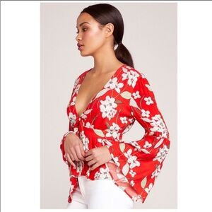 Floral Red Blouse NWOT